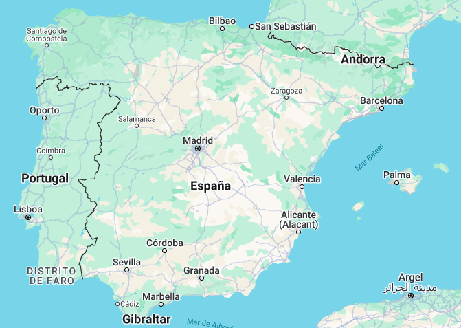 Mapa de España con la ubicación de los colegios de la red